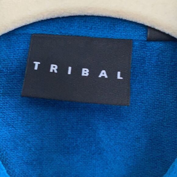 Tribal Teal Suede Look Jacket Size 4 - Picture 4 of 9